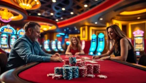 Pinco Casino oynamag anlarını təsvir edən canlı kazino səhnəsi.