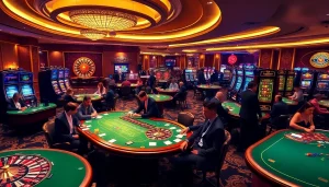 Vivez l'excitation du meilleur casino en ligne 2026 avec des joueurs engagés autour de tables de jeu luxueuses.
