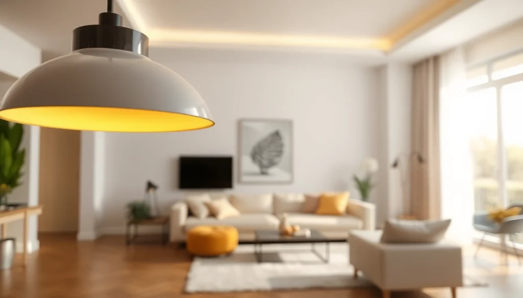 Sleek Illumination design with elegant fixture enhancing modern living room ambiance.