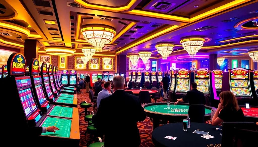 Experience thrilling gameplay on PG Soft slot machines in a bustling casino atmosphere.