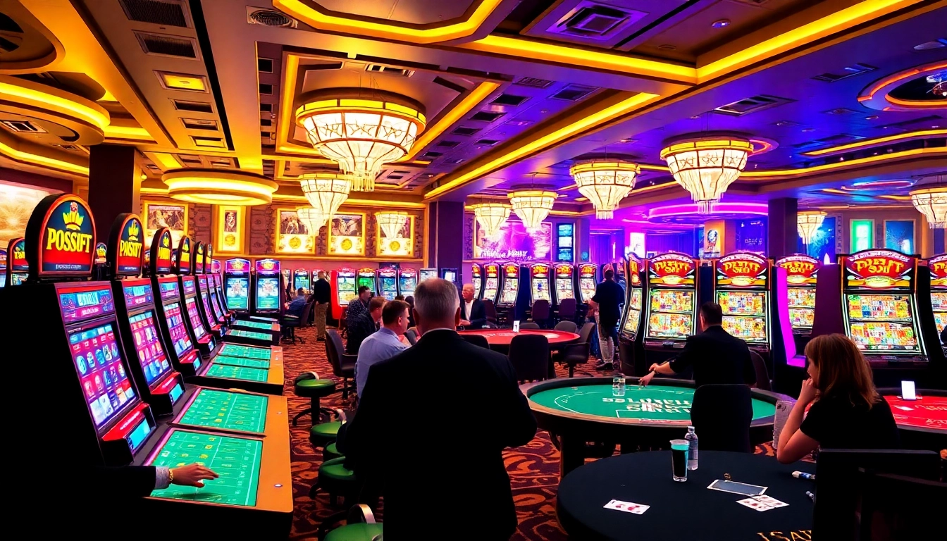 Experience thrilling gameplay on PG Soft slot machines in a bustling casino atmosphere.