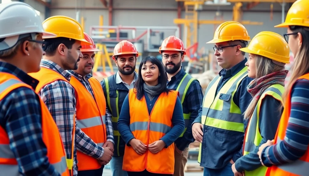 Participants engaged in construction site safety training emphasizing active learning and collaboration.