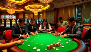 Experience thrilling gameplay at SHBET with a high-stakes poker table and vibrant casino atmosphere.